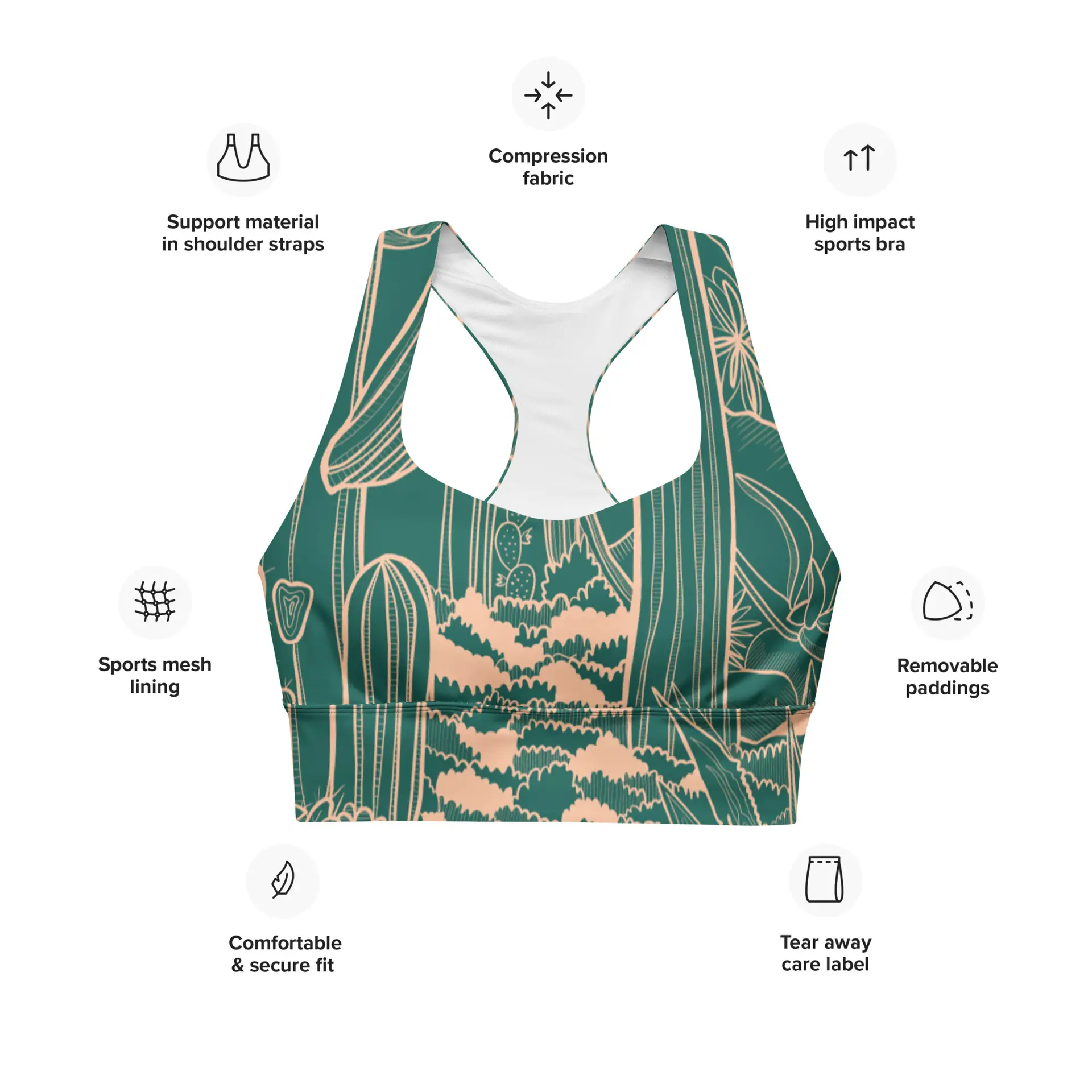 Sujetador Deportivo Ancho Cactus - Imagen 4