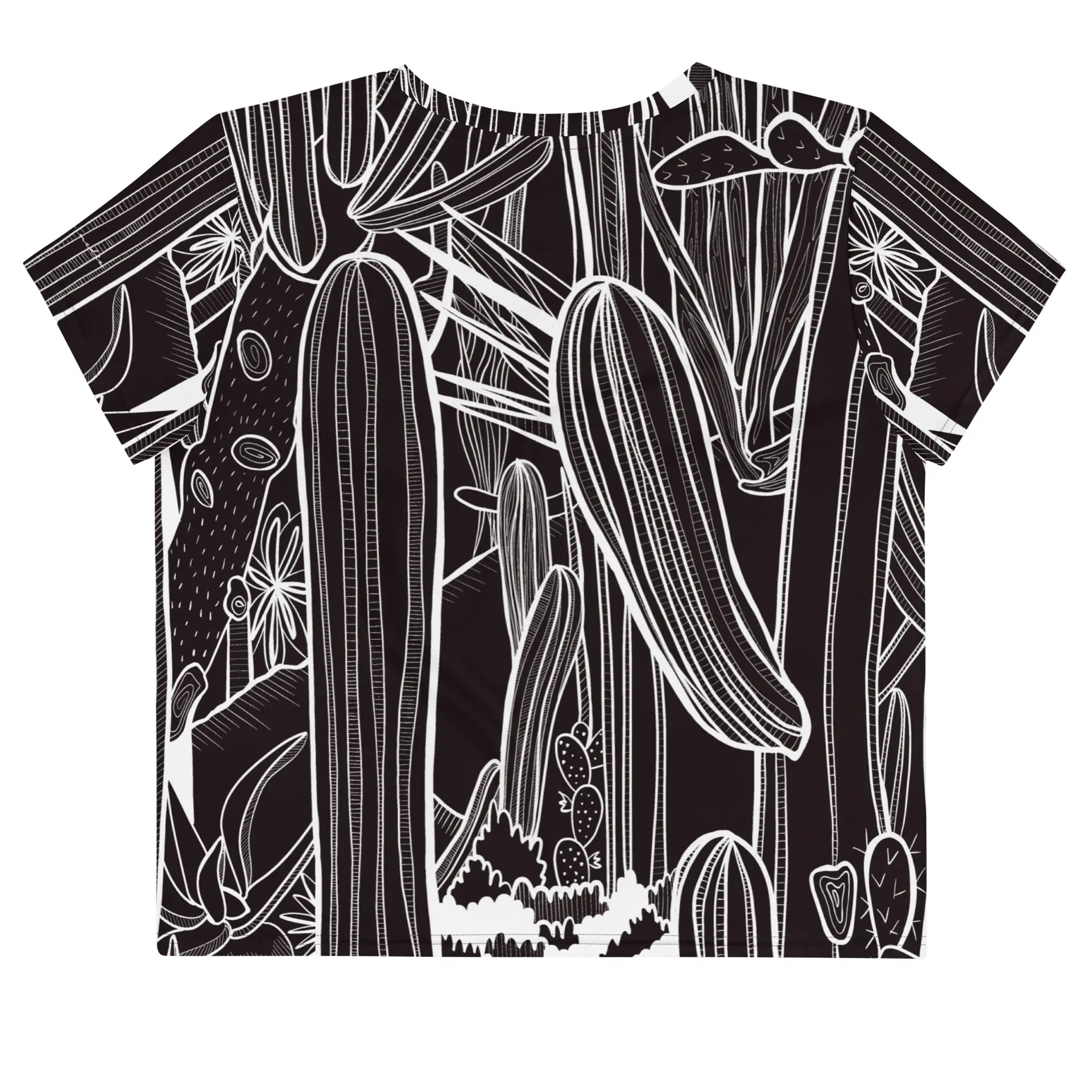 Camiseta Crop Top Cactus BYN - Imagen 2